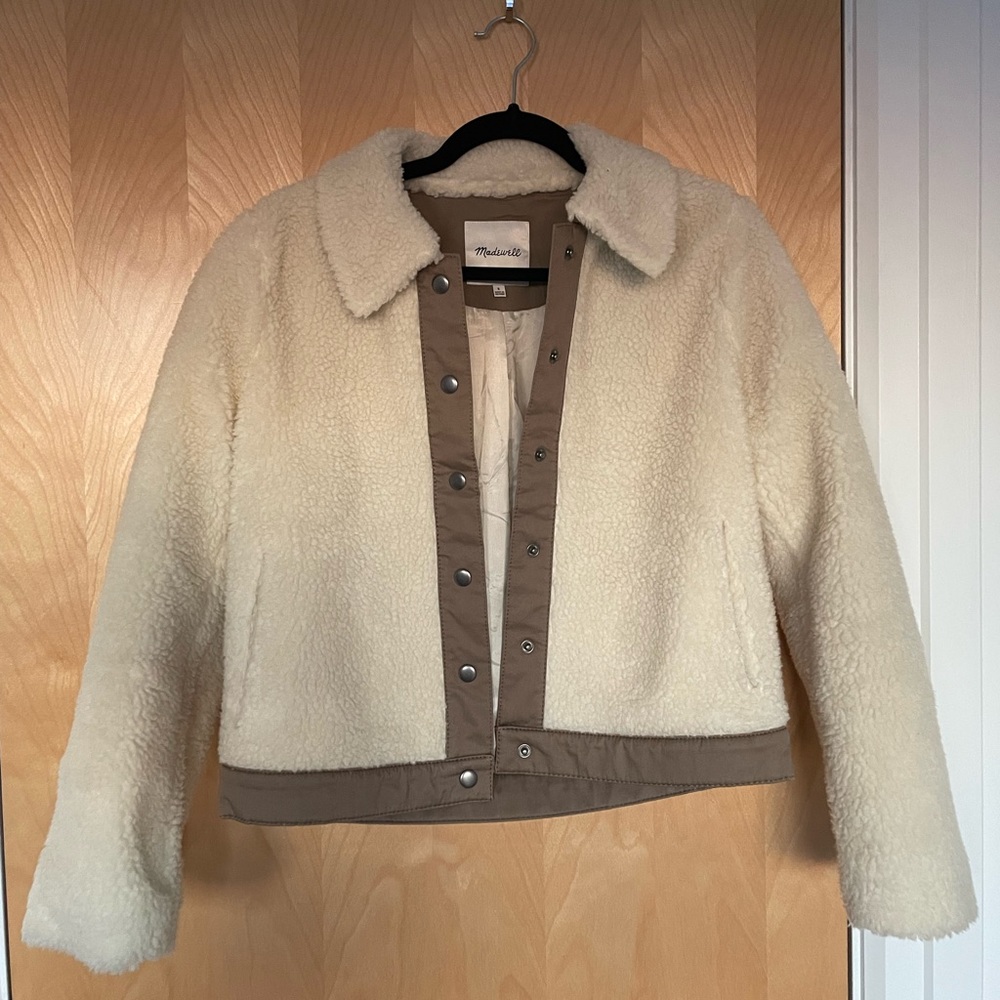 Madewell Sherpa bomber jacket in white